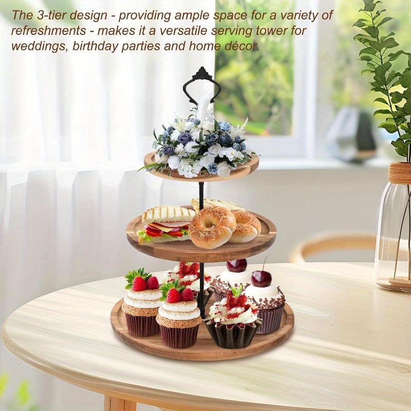 Wedding Support - 3Tier Cake Stand Acacia Wooden Cupcake