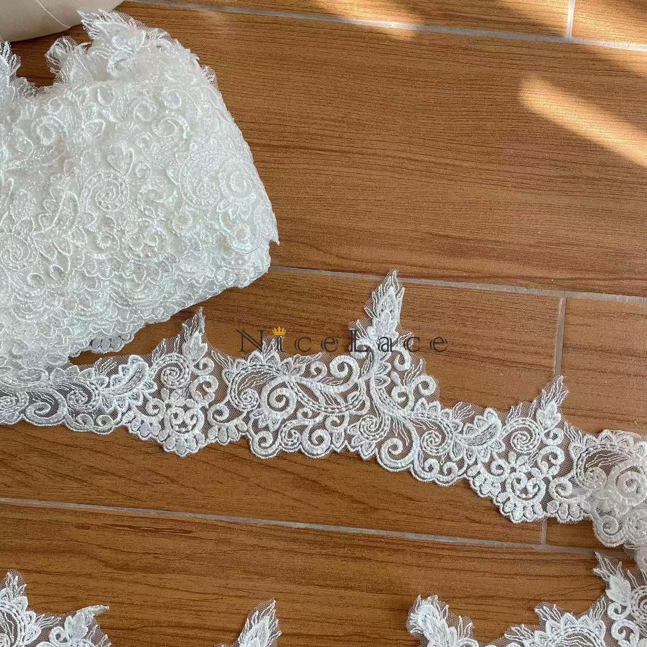1 Yard Ivory Embroidery Lace E - đánh giá và giá Wedding Water Supply