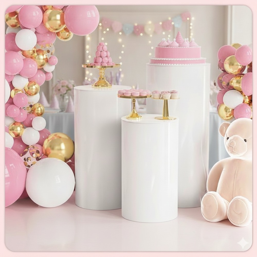3/5Pcs White Cylinder Pedestal - đánh giá và giá Wedding Support