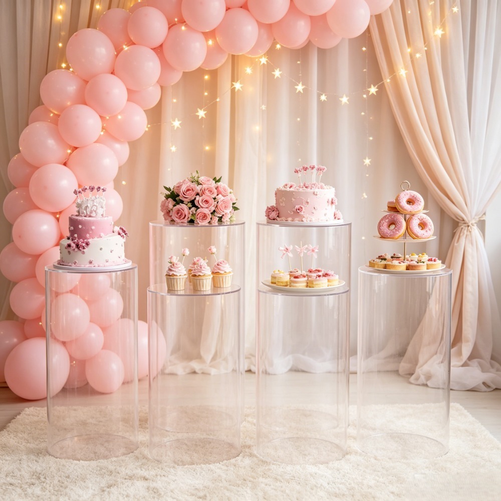 3/5Pcs White Cylinder Pedestal - đánh giá và giá Wedding Support